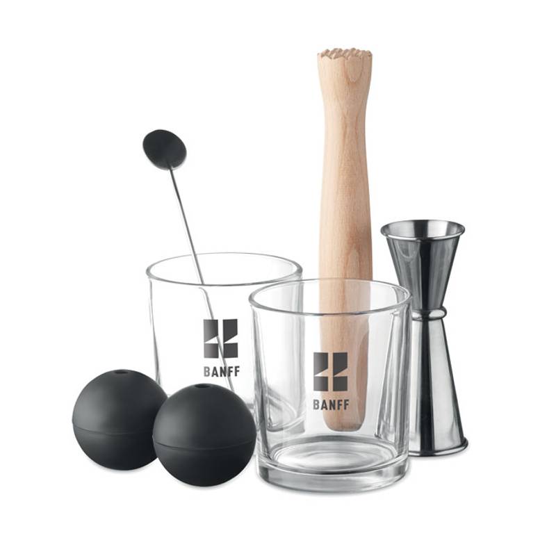 Súprava 7 ks na prípravu koktailov, sivá strieborná Súprava 7 ks na prípravu koktailov, sivá strieborná