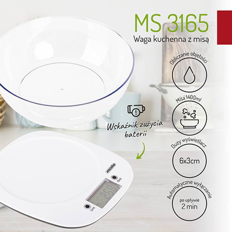 Kuchynská váha s miskou, MESKO MS3165 Kuchynská váha s miskou, MESKO MS3165