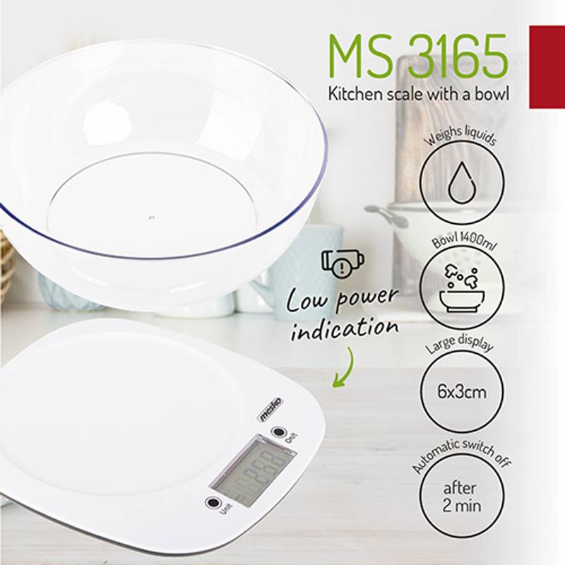 Kuchynská váha s miskou, MESKO MS3165 Kuchynská váha s miskou, MESKO MS3165