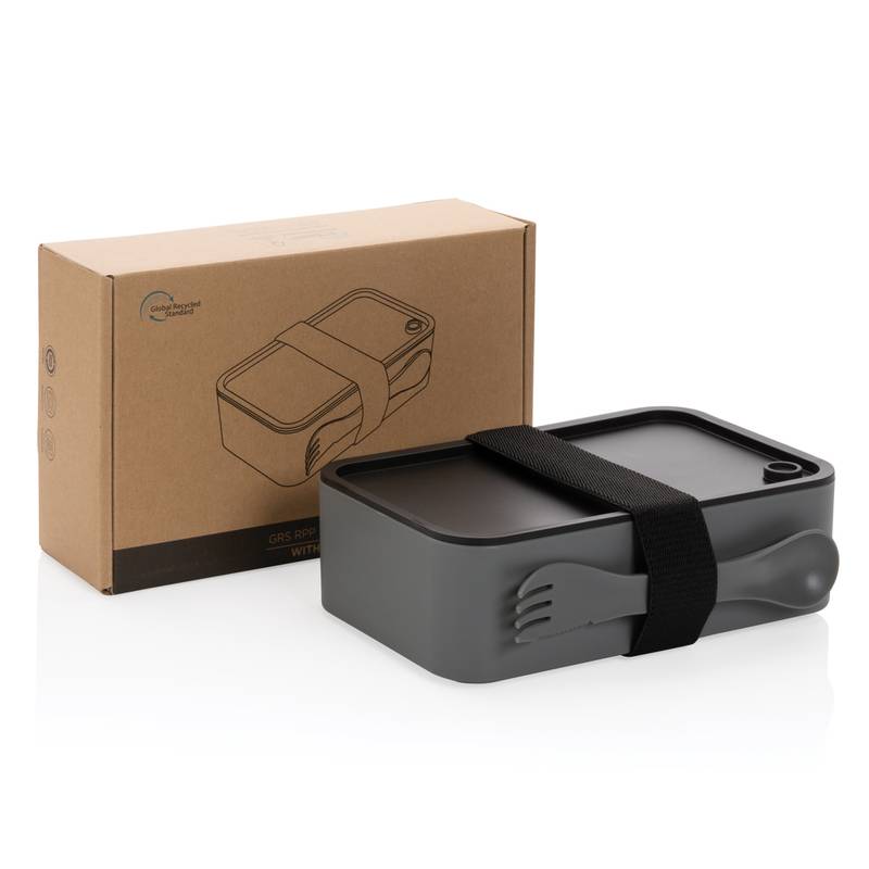 Krabička na jedlo s príborom z GRS recyklovaného PP Krabička na jedlo s príborom z GRS recyklovaného PP