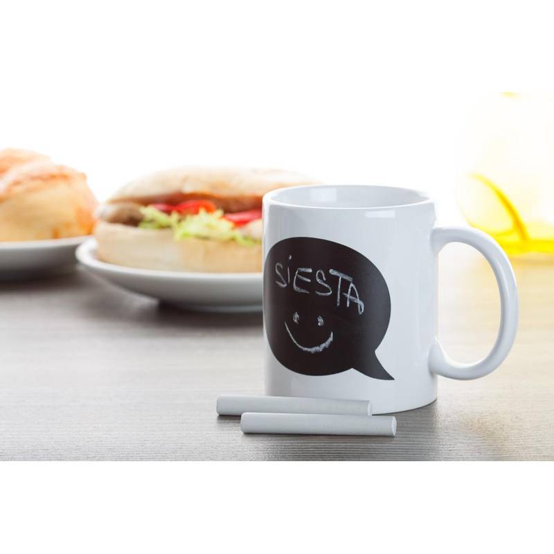 Comic hrnek s plochou na kreslení křídou, bílá Comic hrnek s plochou na kreslení křídou, bílá