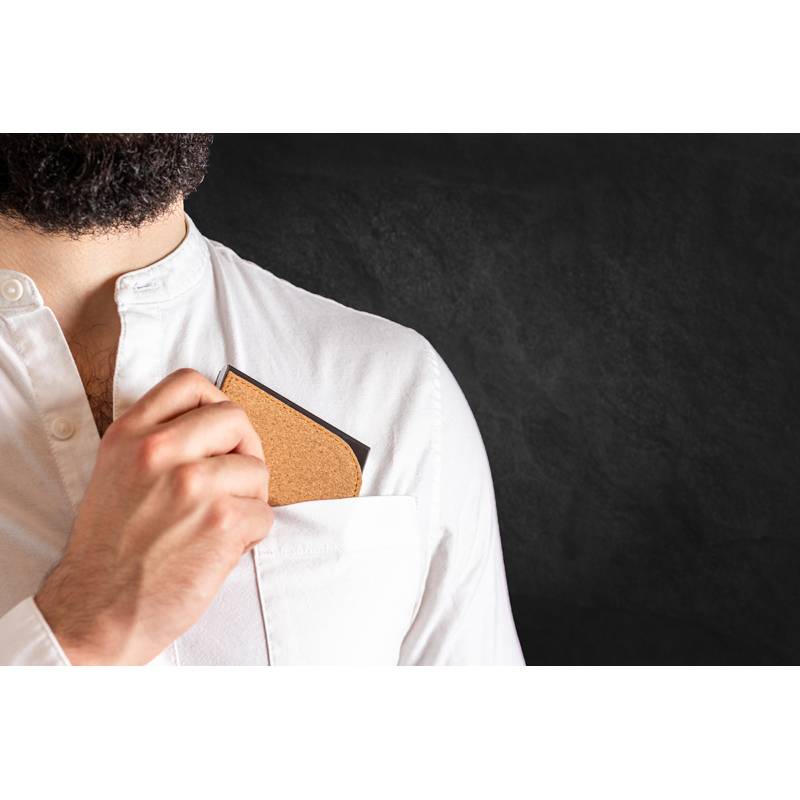 Kovový vizitkář s korkovým povrchem, hnědá béžová Kovový vizitkář s korkovým povrchem, hnědá béžová