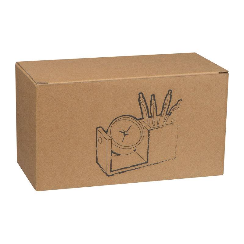 Bambusový držák na pera s hodinami, hnědá béžová Bambusový držák na pera s hodinami, hnědá béžová