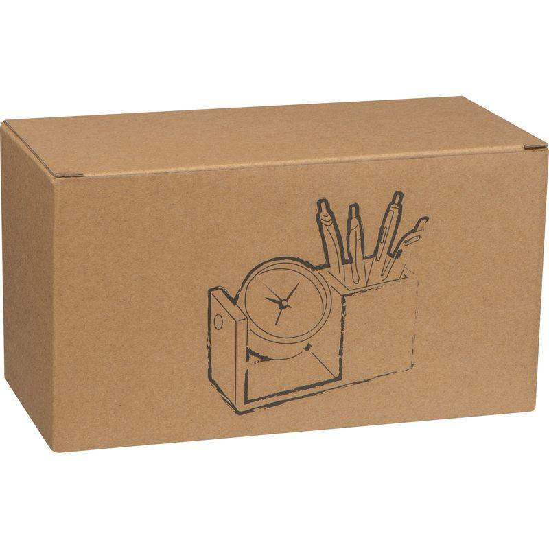 Bambusový držák na pera s hodinami, hnědá béžová Bambusový držák na pera s hodinami, hnědá béžová