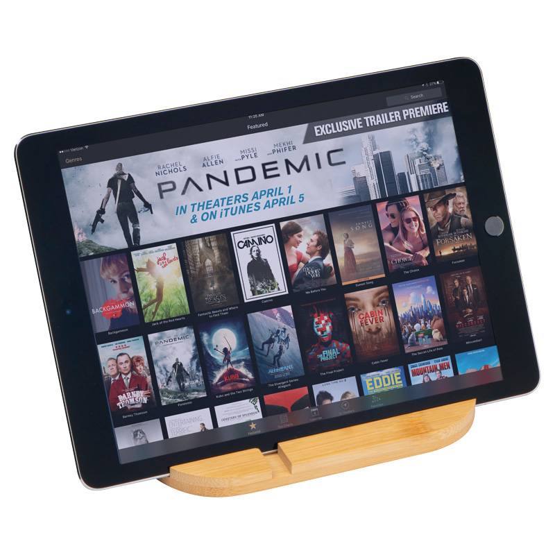 Bambusový držiak na tablet a smartfón, hnedá béžová Bambusový držiak na tablet a smartfón, hnedá béžová