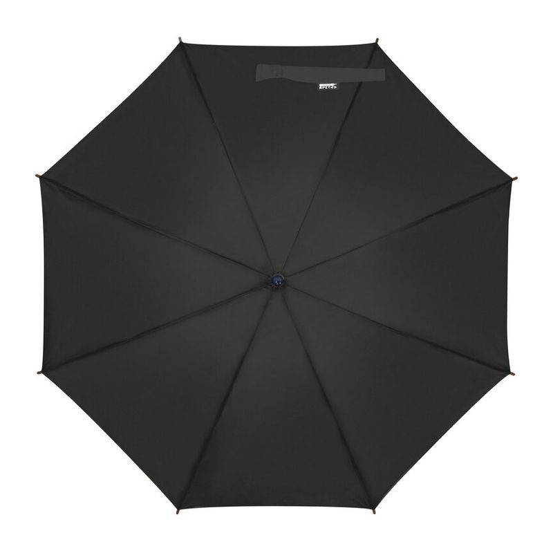 Automatický dáždnik s drevenou rukoväťou, RPET, čierna Automatický dáždnik s drevenou rukoväťou, RPET, čierna