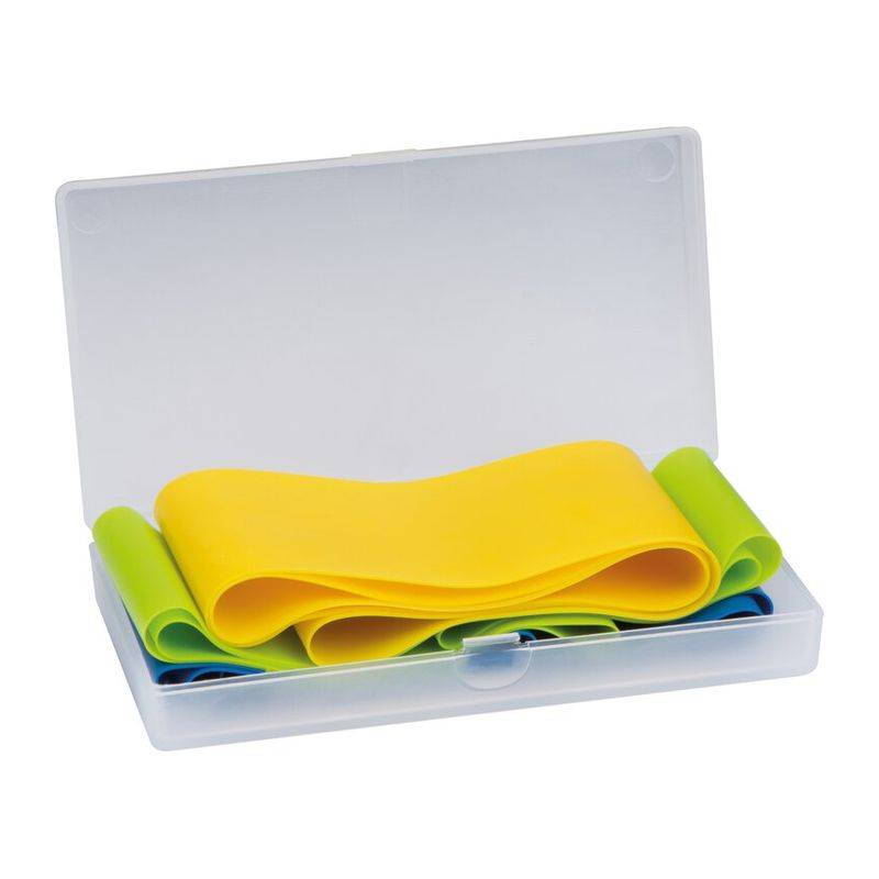 Elastické fitness pásky v plastovém boxu, vícebarevná Elastické fitness pásky v plastovém boxu, vícebarevná