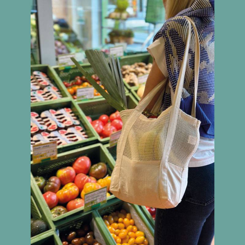 Bavlnená taška OEKO Tex s háčkovanou strednou časťou, biela Bavlnená taška OEKO Tex s háčkovanou strednou časťou, biela