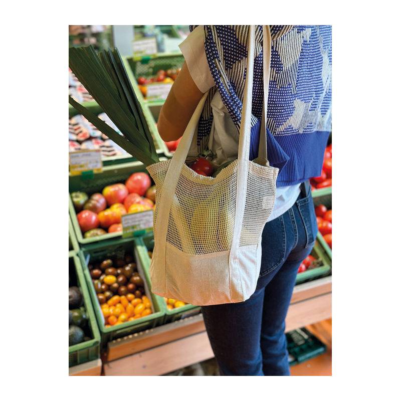 Bavlnená taška OEKO Tex s háčkovanou strednou časťou, biela Bavlnená taška OEKO Tex s háčkovanou strednou časťou, biela