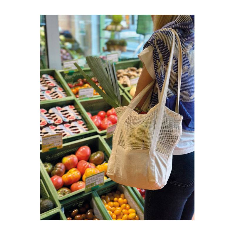 Bavlnená taška OEKO Tex s háčkovanou strednou časťou, biela Bavlnená taška OEKO Tex s háčkovanou strednou časťou, biela