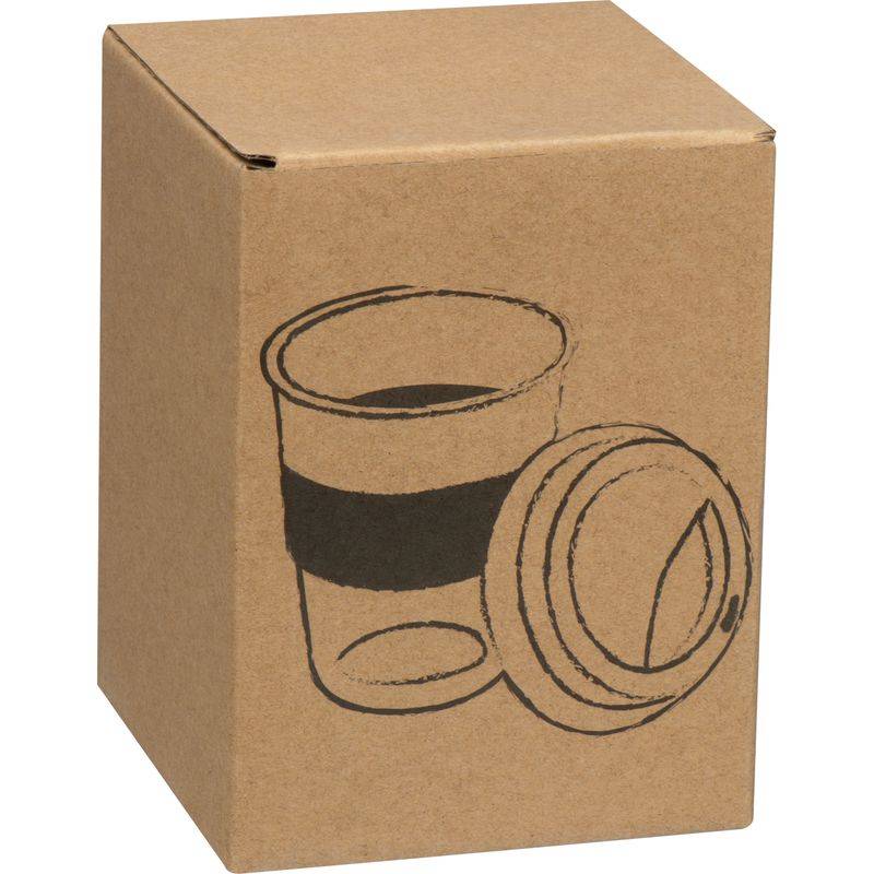 Skleněný hrnek se silikonovým pouzdrem a víkem, 300ml černá Skleněný hrnek se silikonovým pouzdrem a víkem, 300ml černá