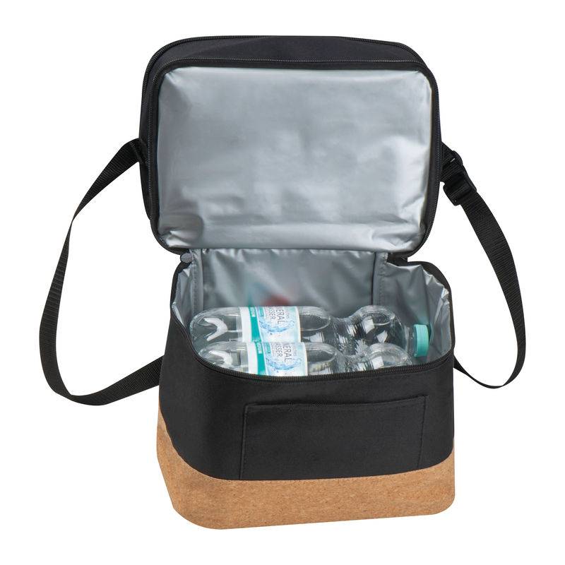 Chladiaca taška RPET s extra priehradkou a korkový, čierna Chladiaca taška RPET s extra priehradkou a korkový, čierna