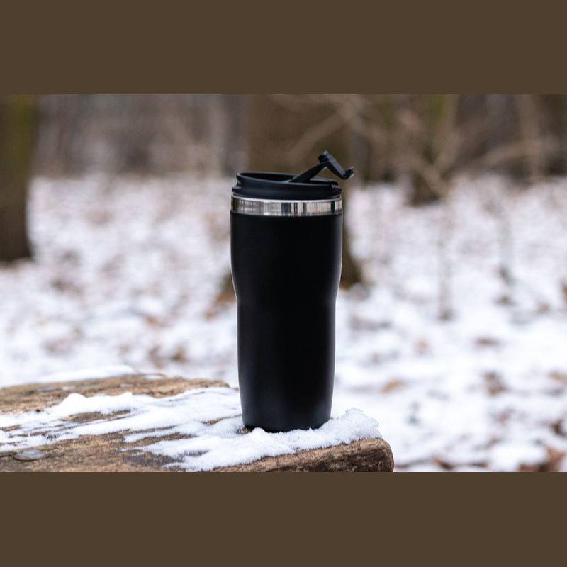 Termohrnek s nerezovým povrchem, 400 ml, černá Termohrnek s nerezovým povrchem, 400 ml, černá