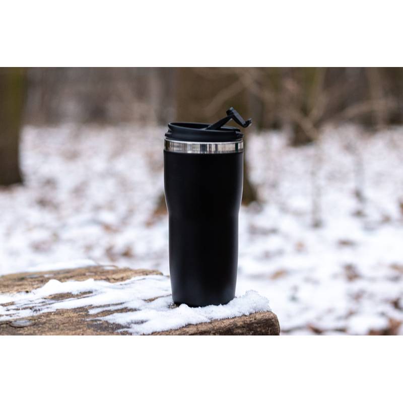 Termohrnek s nerezovým povrchem, 400 ml, černá Termohrnek s nerezovým povrchem, 400 ml, černá