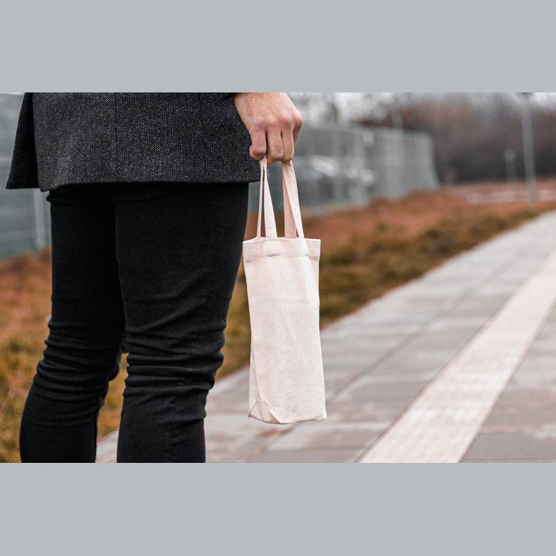 Bavlnené vrecko na fľaše, hnedá béžová Bavlnené vrecko na fľaše, hnedá béžová