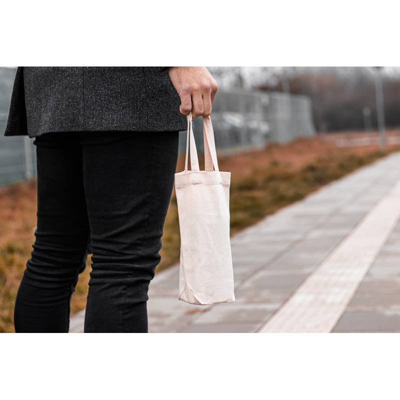 Bavlnené vrecko na fľaše, hnedá béžová Bavlnené vrecko na fľaše, hnedá béžová