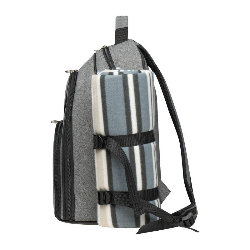 Piknikový batoh pro 4 osoby s piknikovou dekou, šedá Piknikový batoh pro 4 osoby s piknikovou dekou, šedá