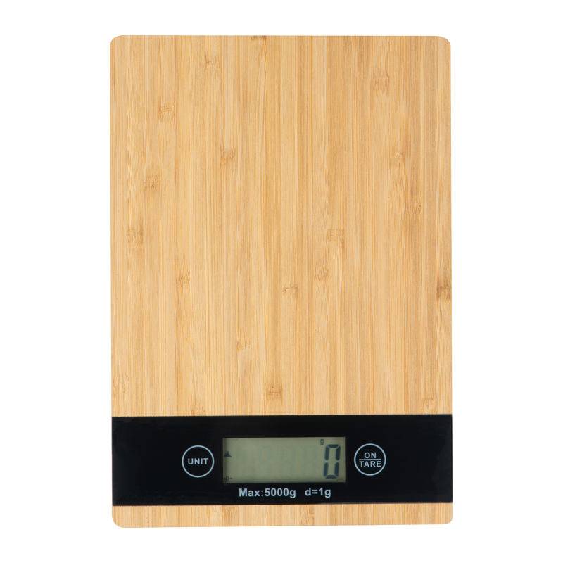 Kuchyňská váha z bambusu s černým displejem, hnědá béžová Kuchyňská váha z bambusu s černým displejem, hnědá béžová