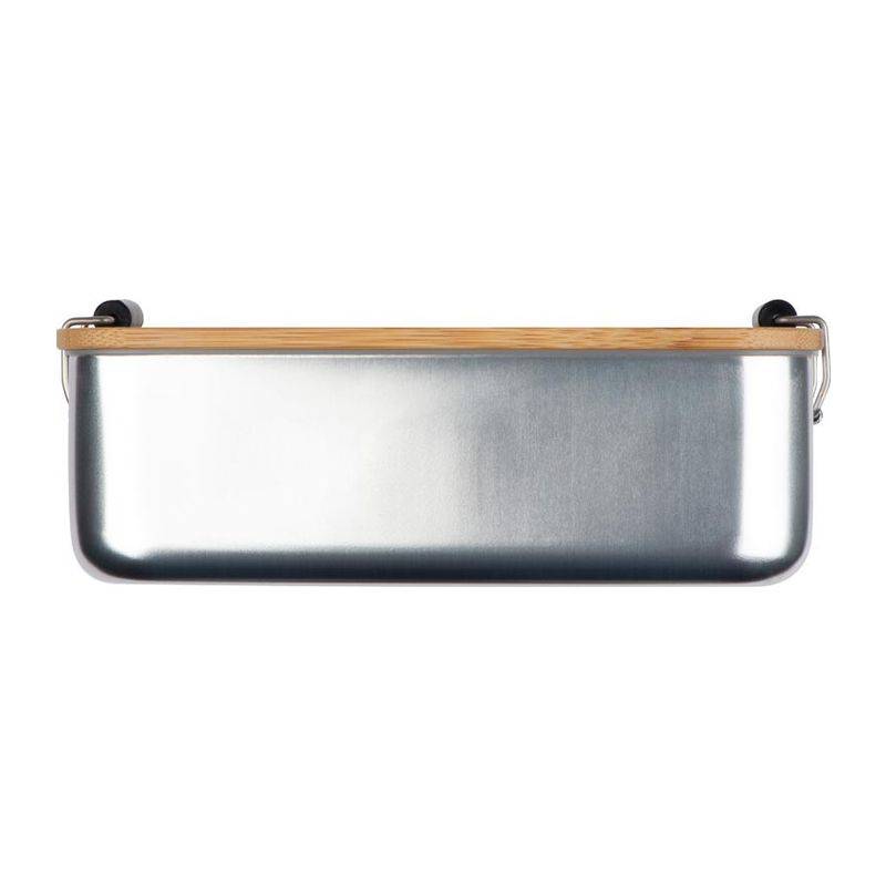 Obedár z nerezu s bambusovým vekom, sivá Obedár z nerezu s bambusovým vekom, sivá