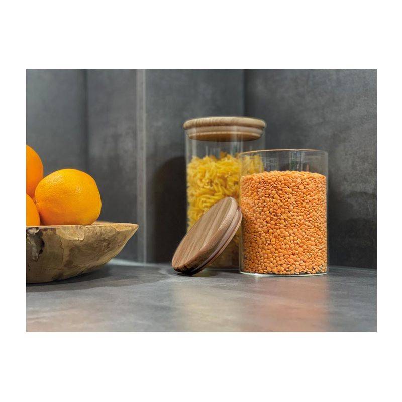 Skladovací dóza z borosilikátového skla s víčkem, 700ml, vícebarevná Skladovací dóza z borosilikátového skla s víčkem, 700ml, vícebarevná