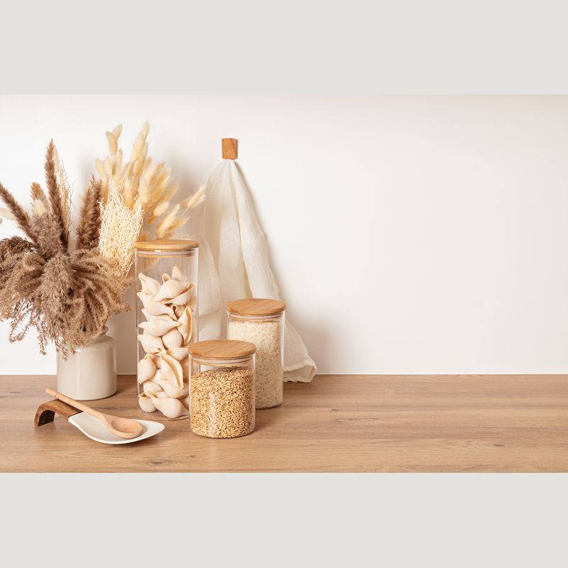 Skladovací dóza z borosilikátového skla s víčkem, 1000ml, vícebarevná Skladovací dóza z borosilikátového skla s víčkem, 1000ml, vícebarevná