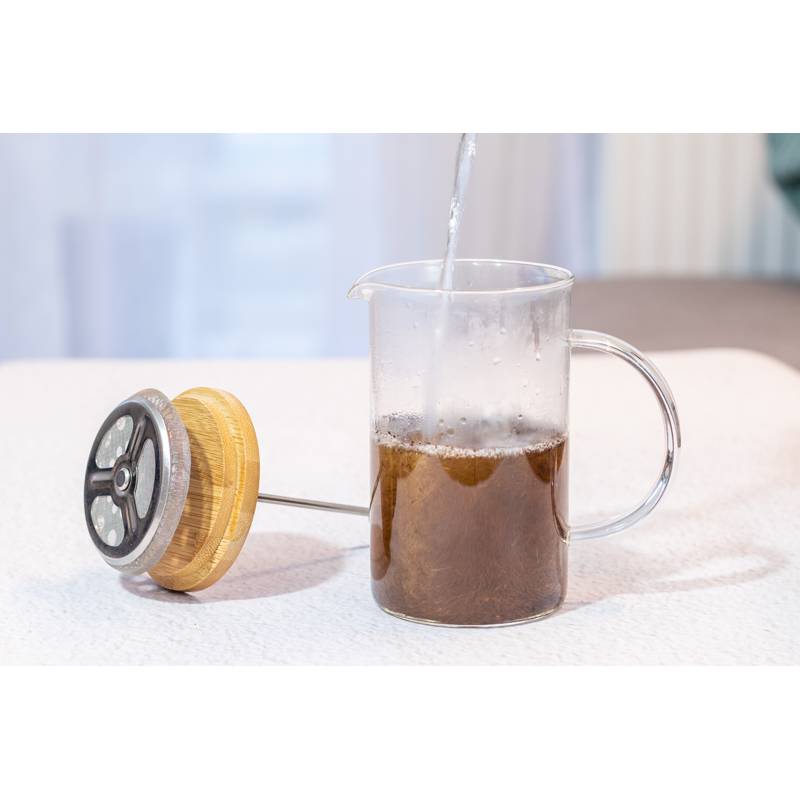 Sklenený kávovar alebo čajník s bambusovým vekom, 600ml, viacfarebná Sklenený kávovar alebo čajník s bambusovým vekom, 600ml, viacfarebná