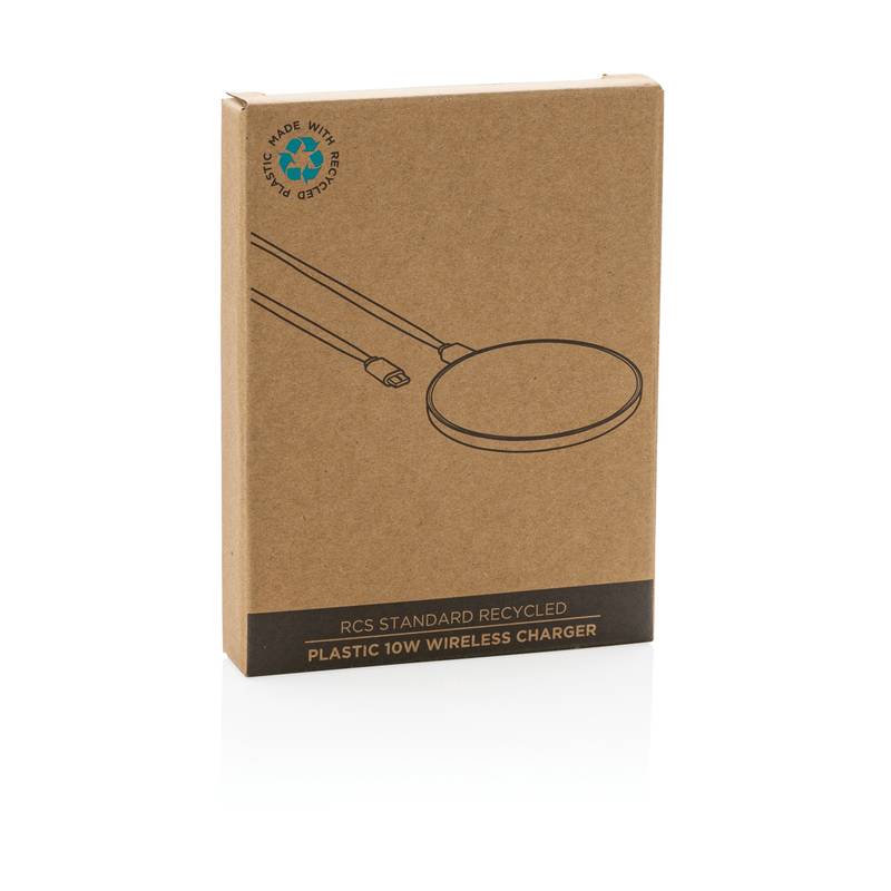 Bezdrôtová nabíjačka 10W z RCS recyklovaného plastu, biela Bezdrôtová nabíjačka 10W z RCS recyklovaného plastu, biela