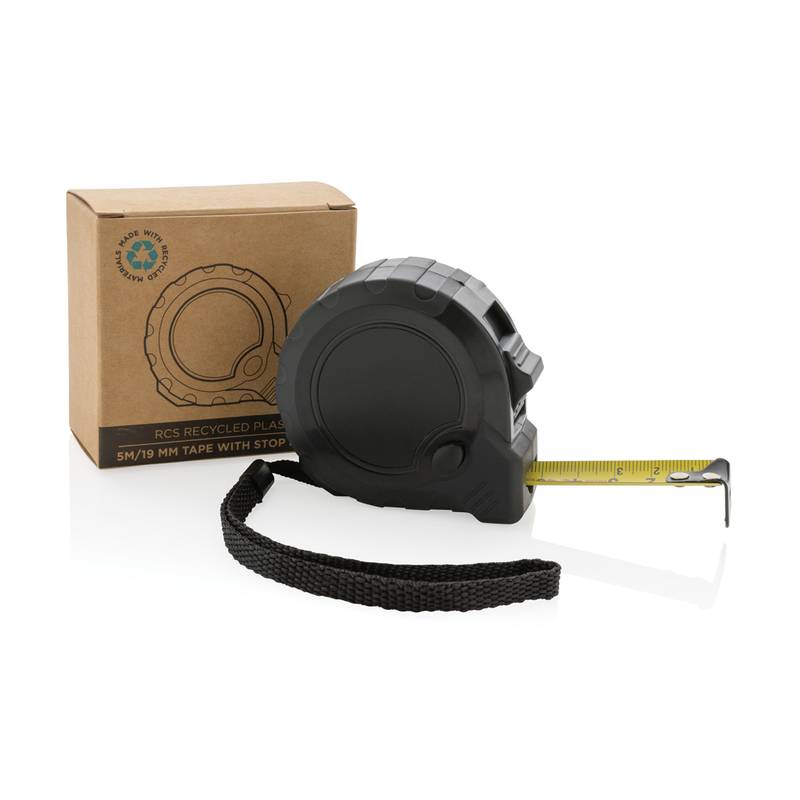Svinovací metr 5m/19mm se stop funkcí z RCS rec. plastu, žlutá - černá Svinovací metr 5m/19mm se stop funkcí z RCS rec. plastu, žlutá - černá