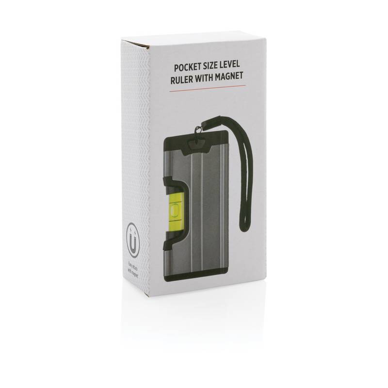 Vreckové pravítko s vodováhou a magnetom, sivá Vreckové pravítko s vodováhou a magnetom, sivá