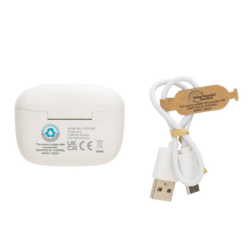 TWS slúchadlá Liberty Pro z RCS recykl. plastu, biela TWS slúchadlá Liberty Pro z RCS recykl. plastu, biela