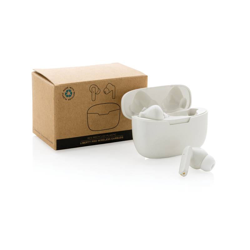 TWS slúchadlá Liberty Pro z RCS recykl. plastu, biela TWS slúchadlá Liberty Pro z RCS recykl. plastu, biela