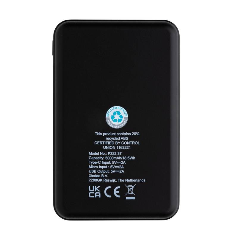 Powerbanka 5 000 mAh z FSC® bambusu a RCS Rplastu, hnedá Powerbanka 5 000 mAh z FSC® bambusu a RCS Rplastu, hnedá