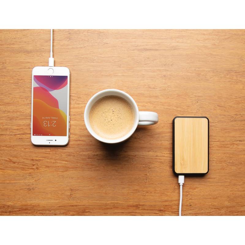Powerbanka 5 000 mAh z FSC® bambusu a RCS Rplastu, hnedá Powerbanka 5 000 mAh z FSC® bambusu a RCS Rplastu, hnedá
