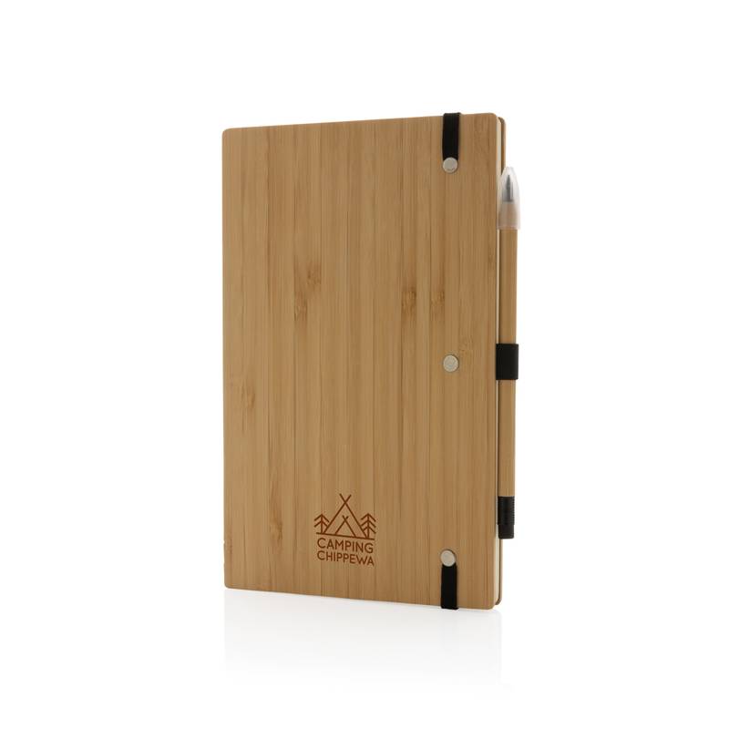 Sada zápisníku a nekonečné tužky z FSC® bambusu, hnědá Sada zápisníku a nekonečné tužky z FSC® bambusu, hnědá