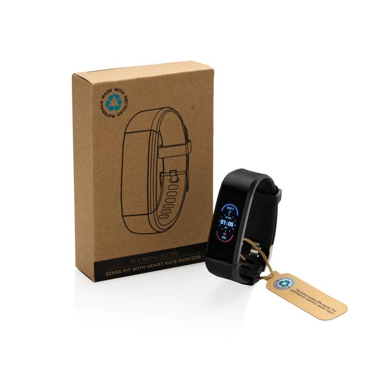 Fitness náramek Sense Fit z RCS recykl. TPU, černá Fitness náramek Sense Fit z RCS recykl. TPU, černá