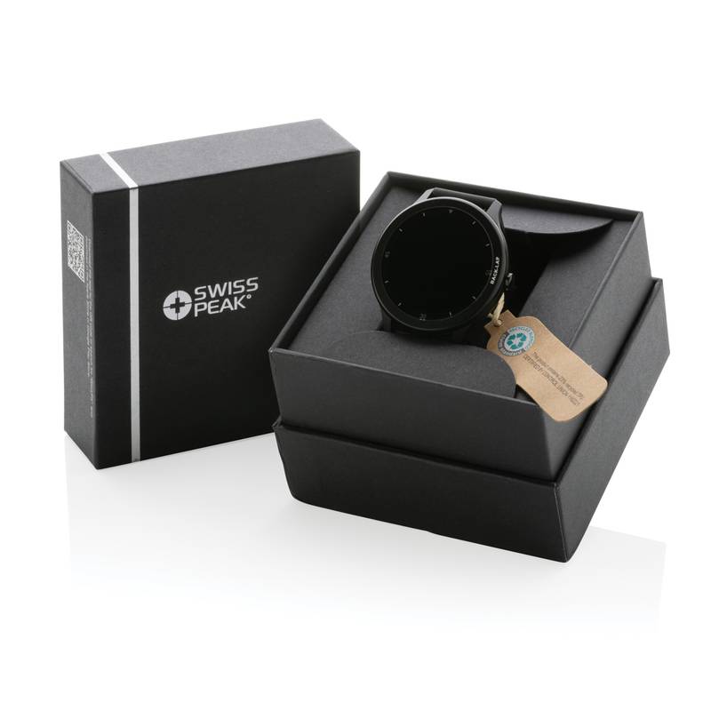 Chytré hodinky Swiss Peak z RCS recykl. TPU, černá Chytré hodinky Swiss Peak z RCS recykl. TPU, černá