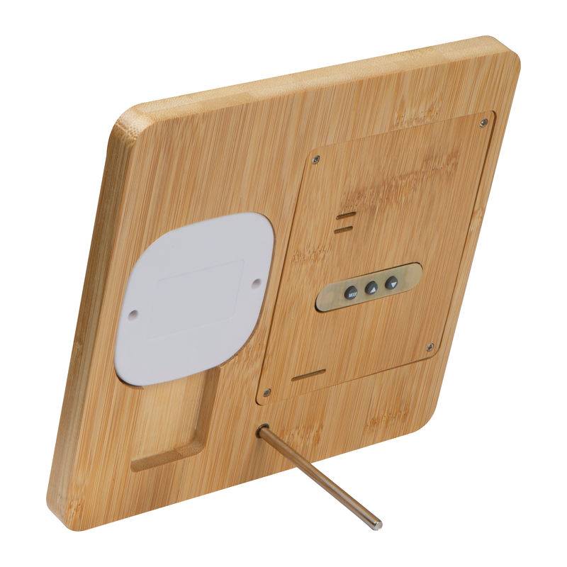 Meteostanica a bezdrôtová nabíjačka z bambusu, hnedá béžová Meteostanica a bezdrôtová nabíjačka z bambusu, hnedá béžová