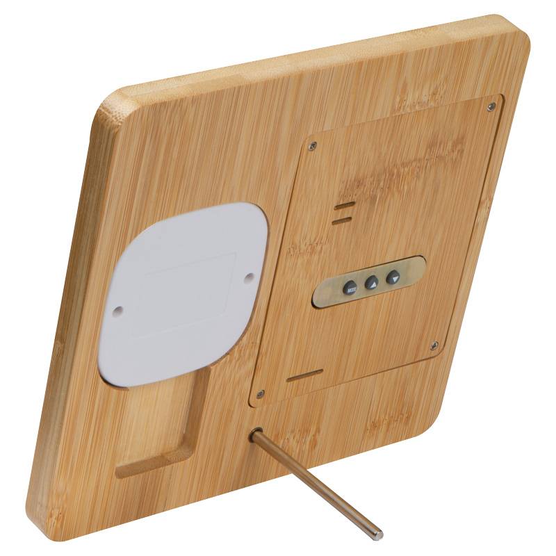 Meteostanica a bezdrôtová nabíjačka z bambusu, hnedá béžová Meteostanica a bezdrôtová nabíjačka z bambusu, hnedá béžová