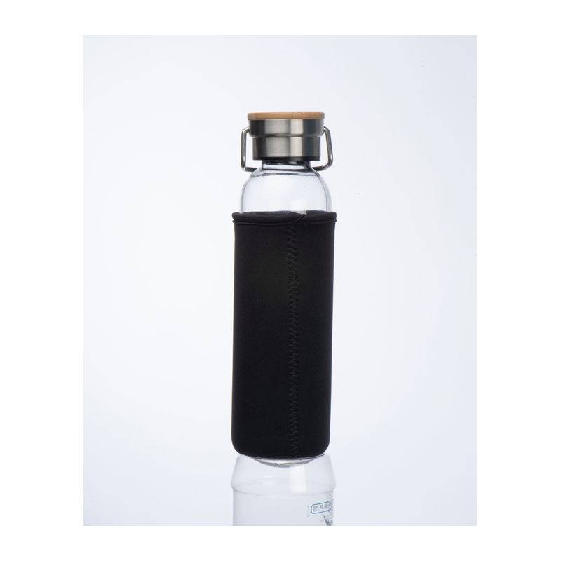 Skleněná láhev s neoprenovým krytem, ??600 ml, černá Skleněná láhev s neoprenovým krytem, ??600 ml, černá
