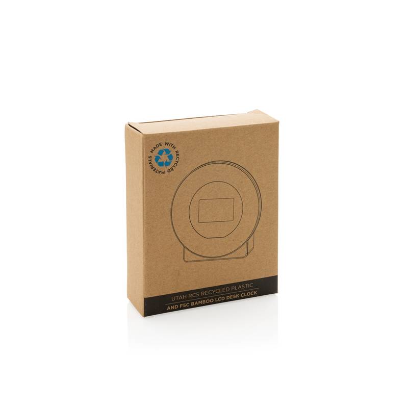 LCD stolné hodiny Utah z RCS rec. plastu a FSC® bambusu, hnedá LCD stolné hodiny Utah z RCS rec. plastu a FSC® bambusu, hnedá