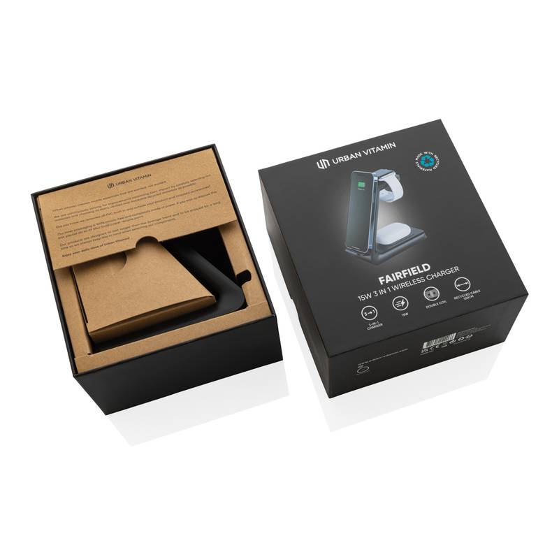 Bezdrôtová nabíjačka Urban Vitamin Fairfield 3v1 z RCS RABS, čierna Bezdrôtová nabíjačka Urban Vitamin Fairfield 3v1 z RCS RABS, čierna