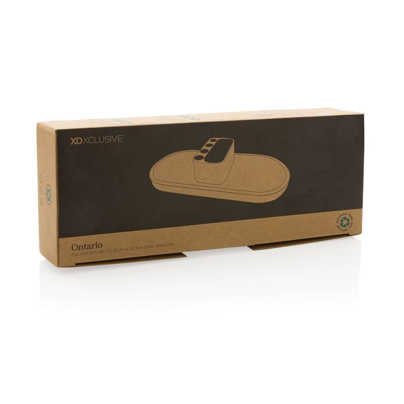 Bezdrôtová nabíjačka Ontario 10W z RCS rec. plastu a FSC®, biela Bezdrôtová nabíjačka Ontario 10W z RCS rec. plastu a FSC®, biela