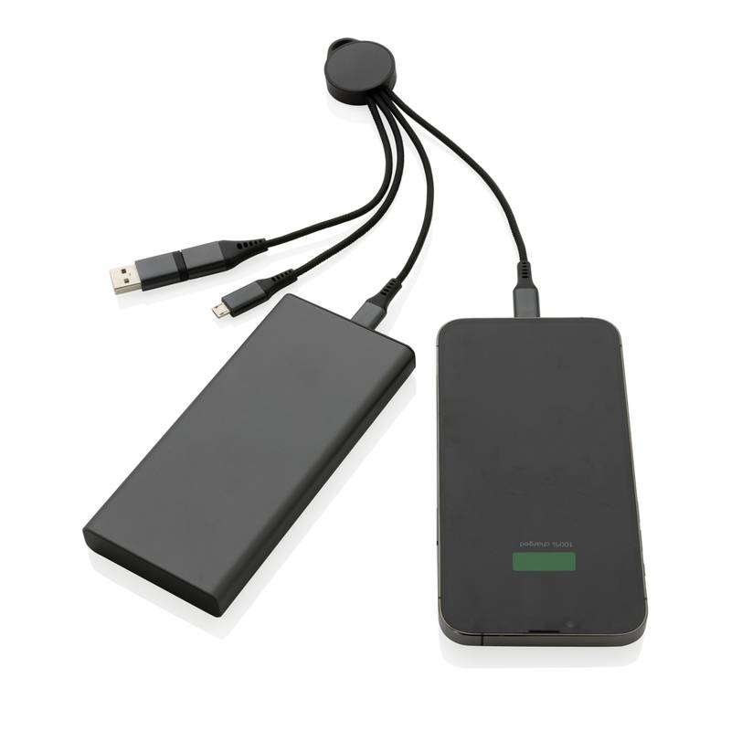 Nabíjací kábel 6 v 1 Terra 12cm z RCS recykl. hliníka a TPE, sivá Nabíjací kábel 6 v 1 Terra 12cm z RCS recykl. hliníka a TPE, sivá