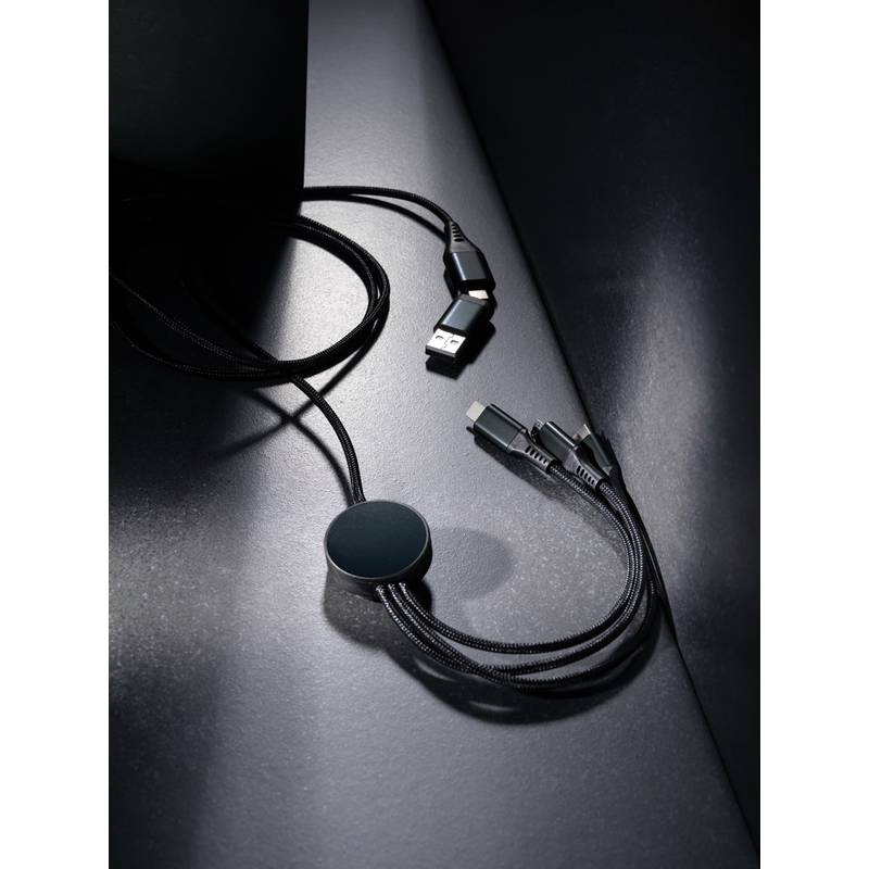 Nabíjací kábel 6 v 1 Terra 120cm z RCS recykl. hliníka a TPE, sivá Nabíjací kábel 6 v 1 Terra 120cm z RCS recykl. hliníka a TPE, sivá