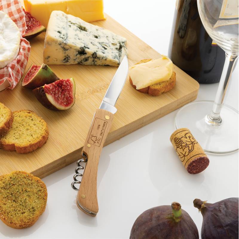 FSC® dřevěný nůž s otvírákem, hnědá FSC® dřevěný nůž s otvírákem, hnědá