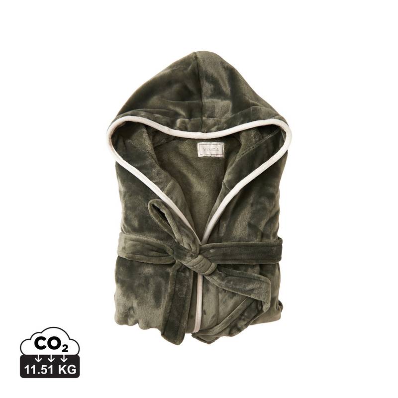 Luxusní župan VINGA Louis z plyšového materiálu RPET, šedá Luxusní župan VINGA Louis z plyšového materiálu RPET, šedá