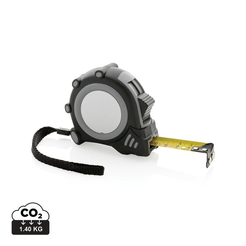 Svinovací metr Grip 5m/19mm z RCS recykl. plastu, šedá - černá Svinovací metr Grip 5m/19mm z RCS recykl. plastu, šedá - černá