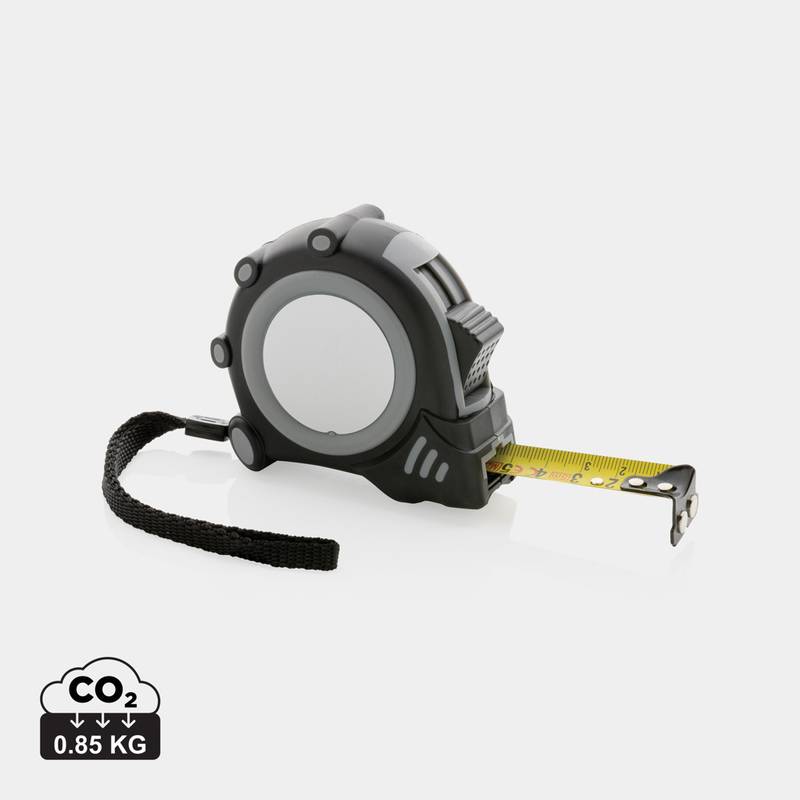 Svinovací metr Grip 5m/19mm z RCS recykl. plastu, šedá - černá Svinovací metr Grip 5m/19mm z RCS recykl. plastu, šedá - černá