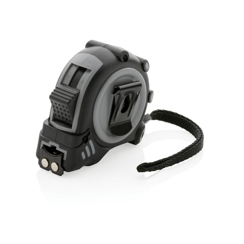 Svinovací metr Grip 5m/19mm z RCS recykl. plastu, šedá - černá Svinovací metr Grip 5m/19mm z RCS recykl. plastu, šedá - černá