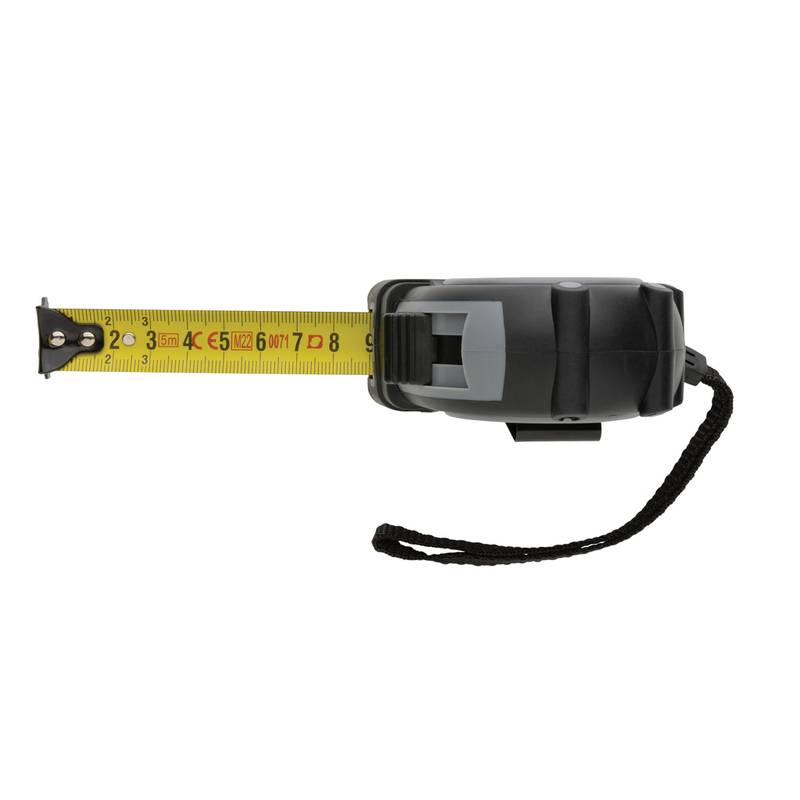 Svinovací metr Grip 5m/19mm z RCS recykl. plastu, šedá - černá Svinovací metr Grip 5m/19mm z RCS recykl. plastu, šedá - černá